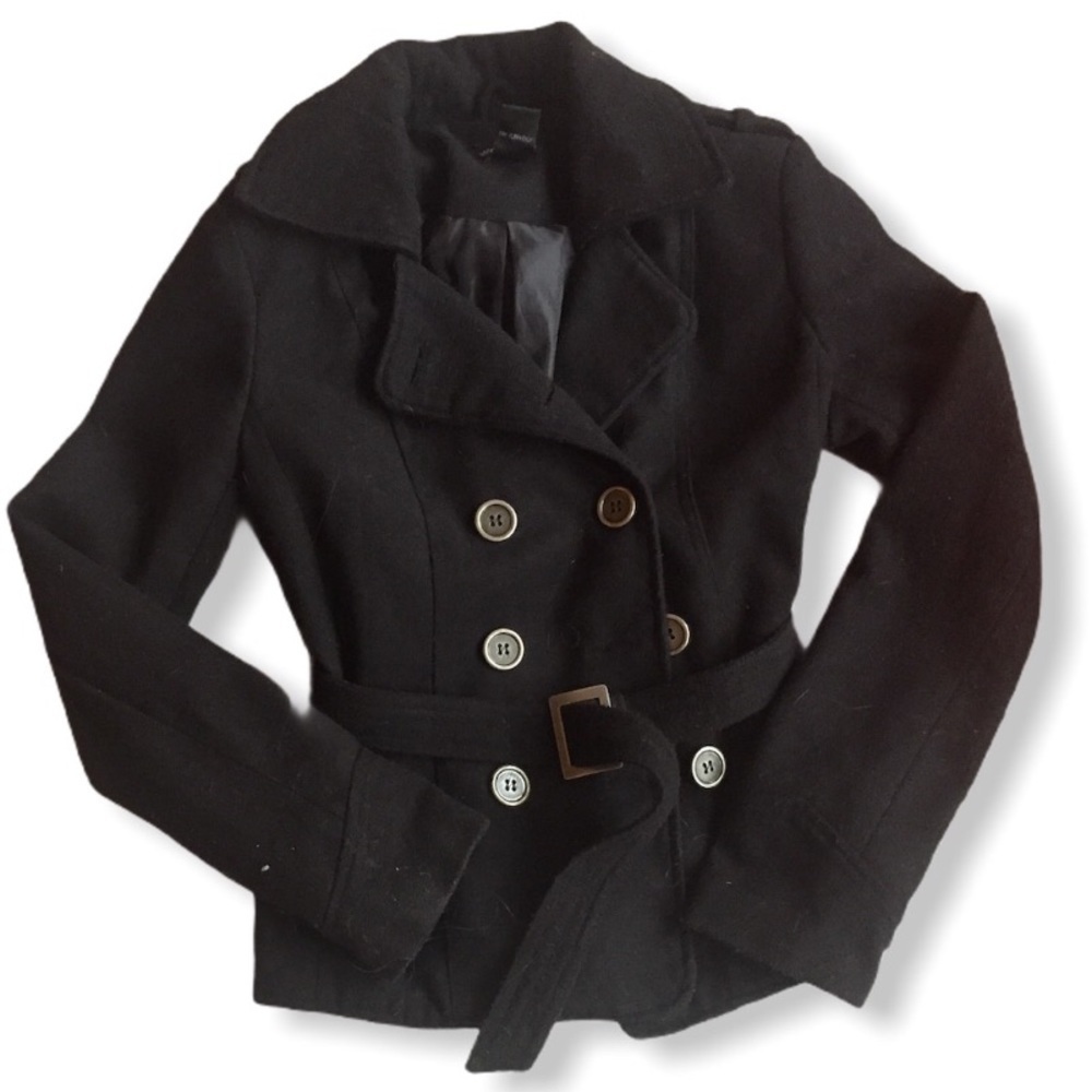 Wet seal black pea coat wool blend s small